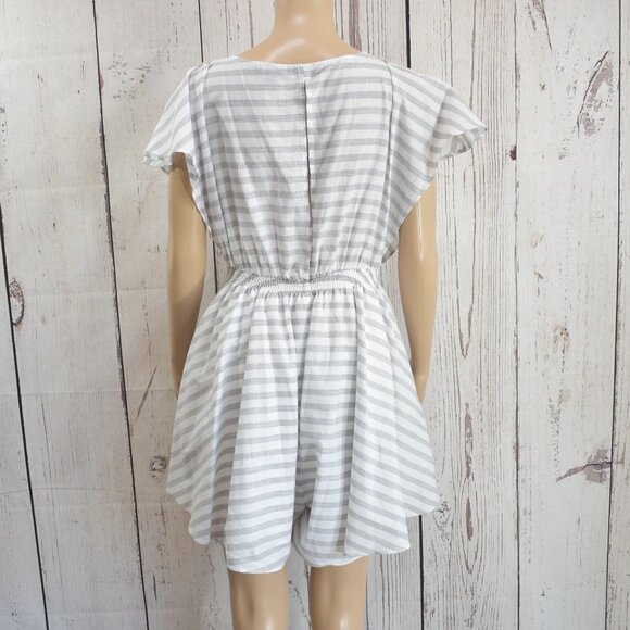HOMMAGE STRIPED CUTOUT RAYON ROMPER M - Picture 3 of 7